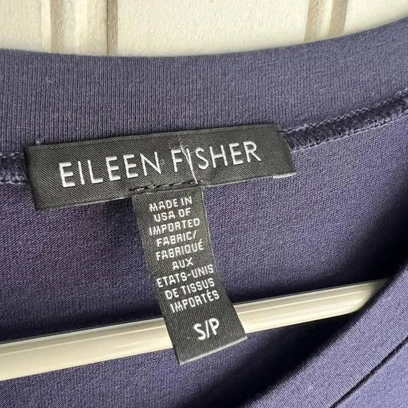 Eileen Fisher Size S Viscose Jersey Crew Neck Dress In Navy Blue - Picture 7 of 9